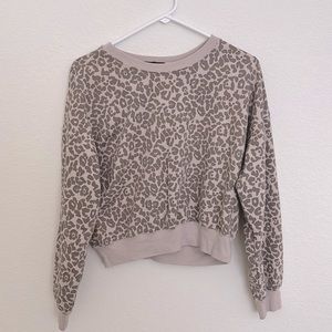 Leopard print crew neck sweater
